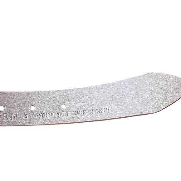 Steve Madden Studded Tan Leather Western Belt Faux Turquoise Boho Cowgirl Small - Picture 7 of 14